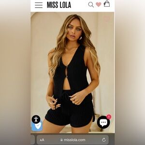 WEEKEND BREEZE TWO PIECE KNIT SET - BLACK